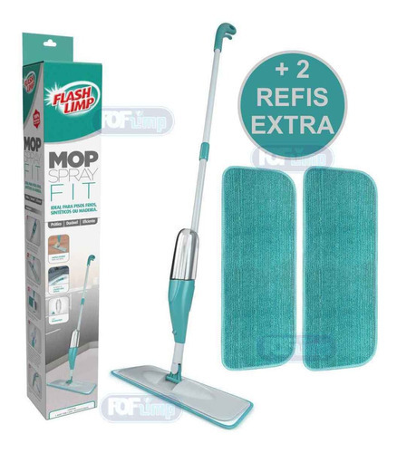 Mop Rodo Spray Mágico Com Reservatório + 2 Refis Microfibra