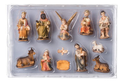 Roman Inc. - Set De Pesebre De 2 Pulgadas, 12 Piezas En Colo