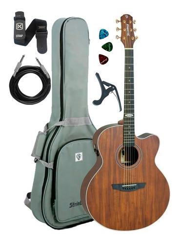 Violão Strinberg Sj300 C Ws Black Kit Capa Acessorios Full Cor Walnut satin Orientação da mão Destro