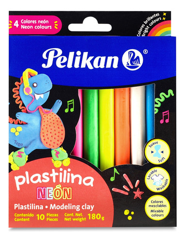 Plastilina Pelikan De 10 Colores Neon