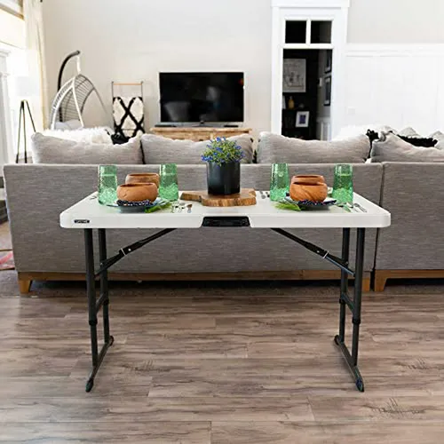 Mesa Plegable Comercial Ajustable Lifetime , 4 Pies, Almendr