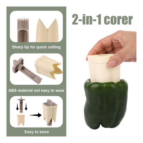 2pcs Pepper Deseeder, 2 En 1 Corer De Frutas Y Pimienta, De