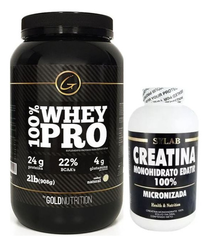 Proteina Whey Pro 2lb Gold Nutrition + Creatina Sylab 500g