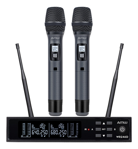 Microfone Sem Fio Duplo Digital Amw Au300 Pro + Case . Loja