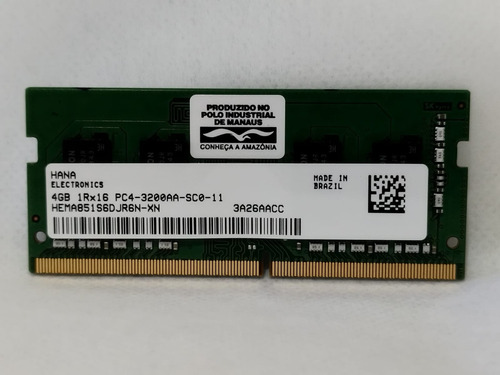 Memória Ram Hana 851s6djr6n-xn 4gb Ddr4 3200mhz Notebook