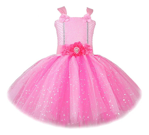 Vestido De Hada Tutú, Rosa Brillante, Para Niñas, Halloween,