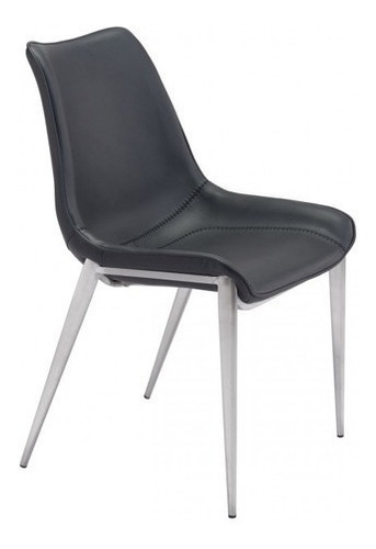 Silla De Comedor Magnus Negro/acero Këssa Cdmx Color de la estructura de la silla Plata Color del asiento Negro Diseño de la tela Liso