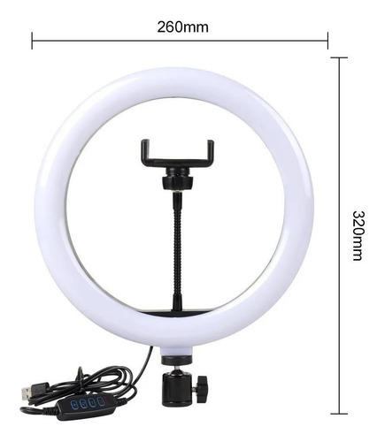 Imagem 3 de 3 de Ring Light 10 Led Iluminador Led C/ Tripé