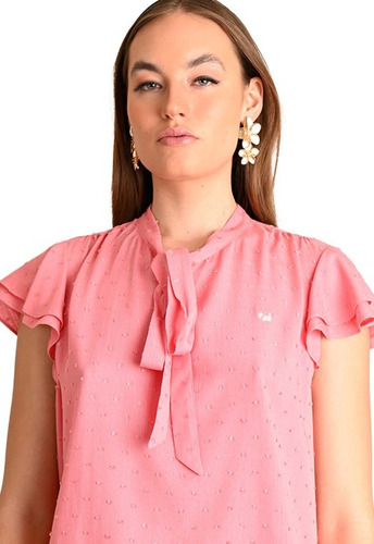 Blusa Ferrioni Para Dama Manga Corta En Color Coral