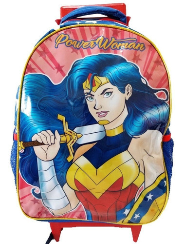 Mochila Escolar Mulher Maravilha De Rodinhas Seanite G Cor Vermelho