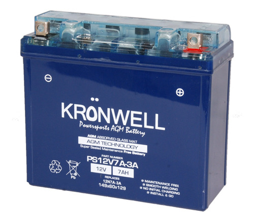 Bateria De Gel Kronwell 12v 7ah 7a 12n7a-3a