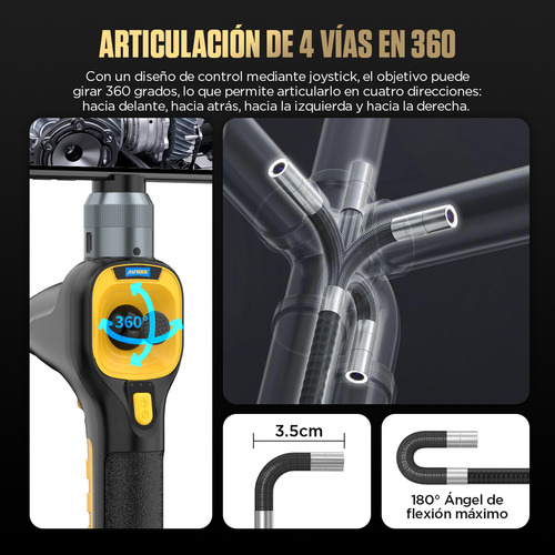 Cámara Endoscopio Automotriz 6.2mm 1080p 4 Direcciones 6 Led