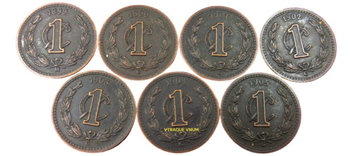 Monedas 1 Centavo 1899 Y Culiacan 1900 A 1905 Souvenir 7pzas