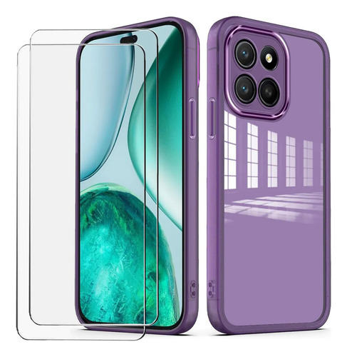Funda Protectora Honor X8c + 2 Lentes Moradas