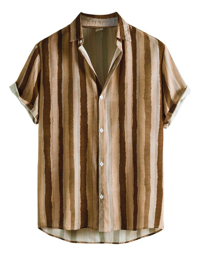 Camisa Casual Con Estampado De Rayas Para Hombre, Blusas De