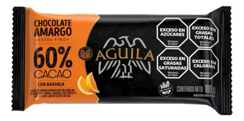 Chocolate Aguila En Tableta 60% Cacao Con Naranja X100gr