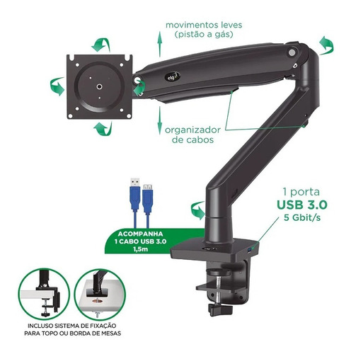 Suporte ELG F100A de mesa para TV/Monitor de 20" até 35" preto