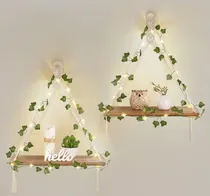 Comprar Estantes Colgantes De Macramé De Hiedra Artificial Con Luces