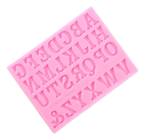 1pcs Molde De Silicona Letras Mayúscula Fondant Pasta Resina Color Rosa