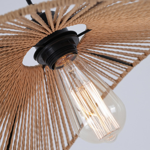 Lámpara Colgante Moderna De Ratán Bohemio Tejida A 1-light Estructura Marrón