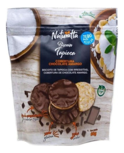 Biscoito Tapioca Com Chocolate Amargo Vegano 60g Naturatta