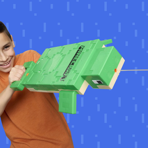Pistola De Juguete Nerf Minecraft - Diversión Asegurada Verde