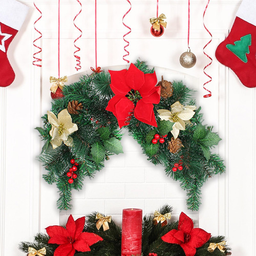 Adorno Para Buzón De Navidad Con Bayas Rojas, Piñas,