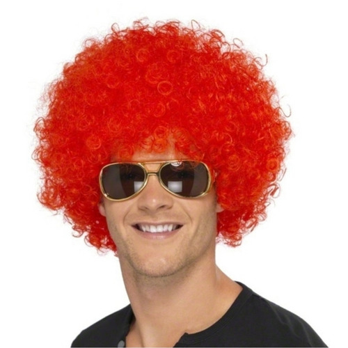 Redstar Fancy Dress Peluca Afro para Adultos Rojo Accesorio de Fiesta 