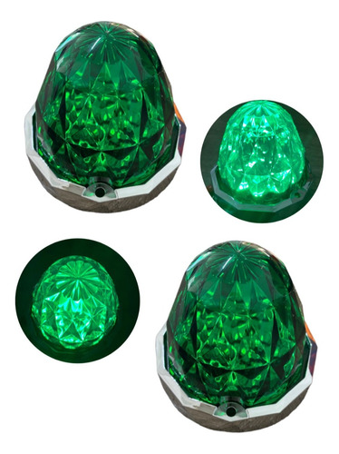 Plafon Diamond Verde Con Bisel Cromado 12-24v 2 Piezas