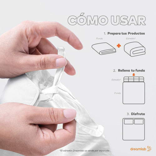 Juego de Funda Para Edredon Duvet con Textura Dreamlab, Tamaño Queen, Color Blanco