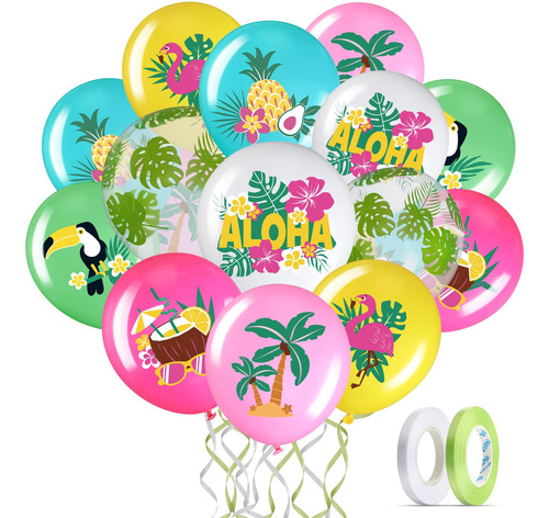 Aloha - 50 Globos Hawaianos Para Fiestas, Globos De Ltex Tro