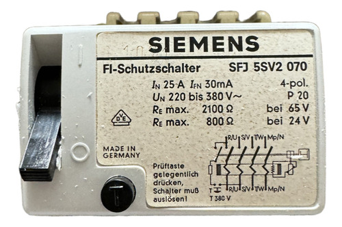 Interruptor Simmens 5sv2 070 Palanca Color Blanco Antiguo