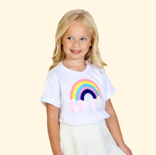 Camiseta Infantil Menina Arco-íris - Branca
