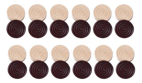 4 X 24 Piezas Redondas De Backgammon Marrón Y Natural Para