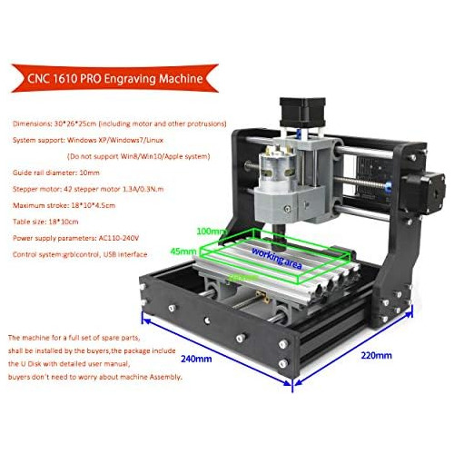 Kit De Máquina De Fresado Cnc 1610 Pro Cnc, Control Gr...