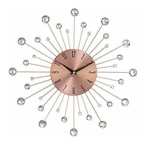 Reloj Pared Estrella Metal Con Cristales, 15  X 1 , Cobre