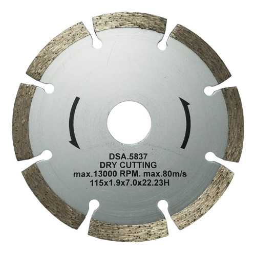 Disco Diamantado Dry Cutting 13000 Rpm Ø115 Mm Para Concreto