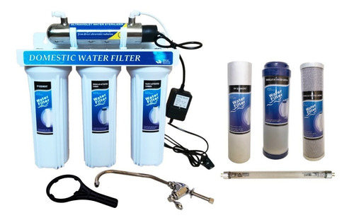 Filtro Agua Ultravioleta 4 Etapas + Kit Membranas Y Tubo 6w 