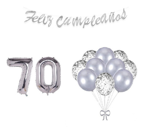 Kit Set Feliz Cumpleaños Numero Metalizado 1 Año 18 50 Años
