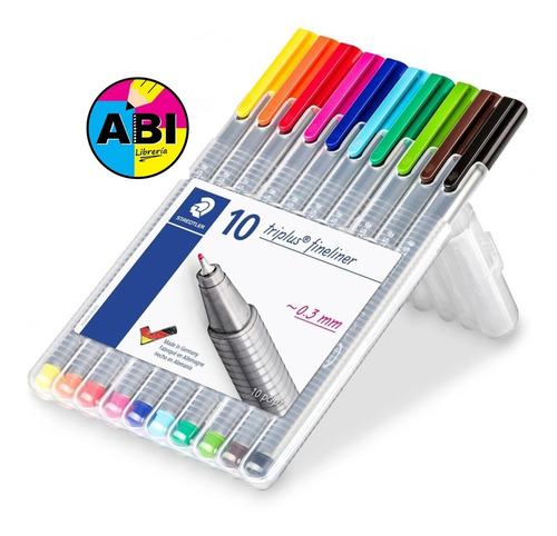 Microfibras Staedtler Triplus 334 0.3 Mm Pack X 10 Colores