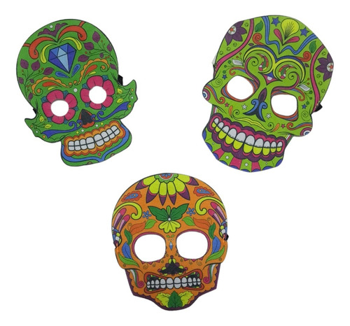 Máscara Catrina Méxicana Calaca Plana De Paño - Cienfuegos - Color Multicolor