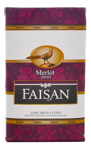 Vino Faisán Tetra 1 Litro Tinto Merlot Pack X 12