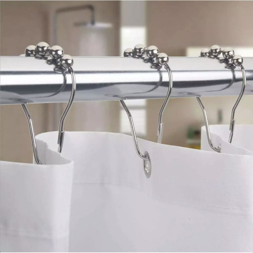 Imagen 6 de 10 de Ganchos Cortina De Baño Roller 12 Unidades