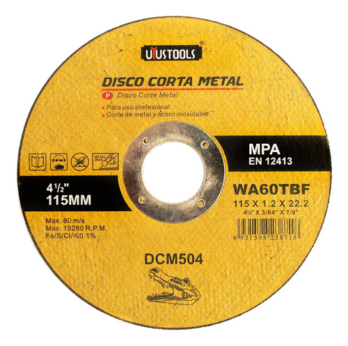 Discos De Corte Metal Y Acero Inoxidable 4 1/2 Pack 10 Und