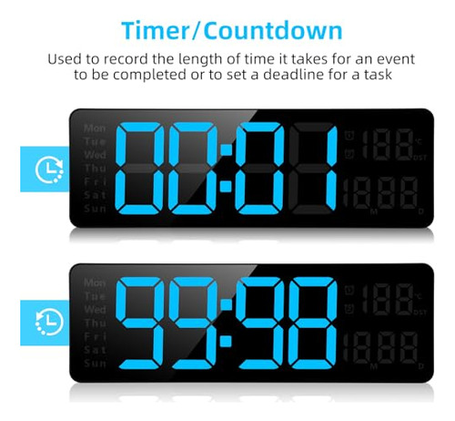 Reloj Digital, Led 13, Control Remoto, Temporizador Y Desper