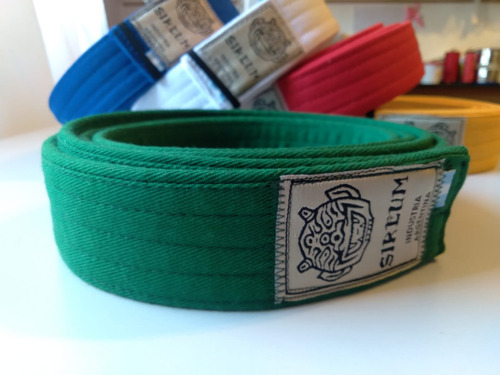 Cinturón De Taekwondo Infantil (+puntas De Regalo) Sireum Verde C/ Puntas Azules 180 Cm