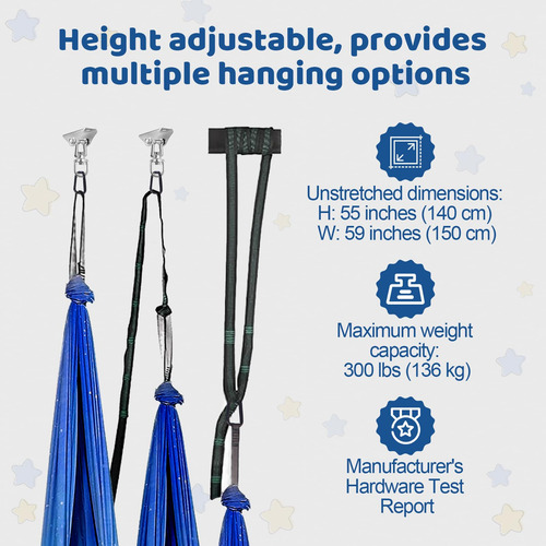 Columpio Sensorial Doble Capa Para Niños Y Adultos 300 Lbs Azul (star Blue)