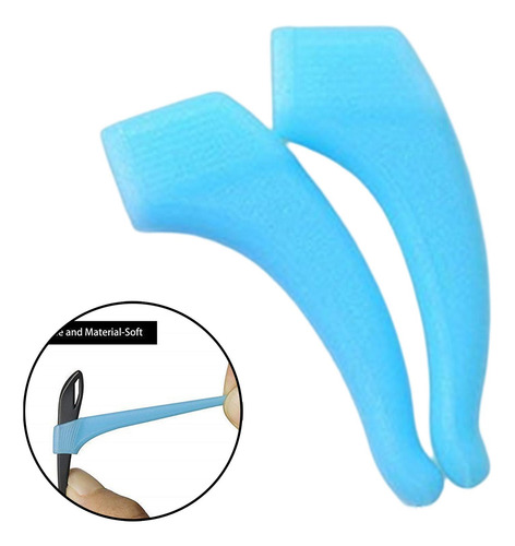 2pcs Anti Slip Eyeglass Ear Hook Silicone Azul Claro