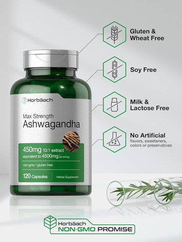 Max Strength Ashwagandha | 4500 Mg En 3 Caps | 120 Caps Sin Sabor