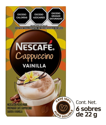 Caja De Café Nescafé Capuccino Vainilla 6 Sobres 22grs. C/u